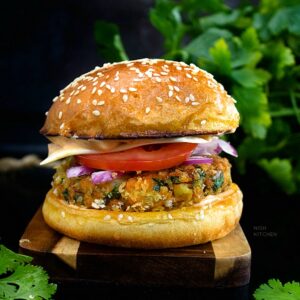 veg aloo tikka burger