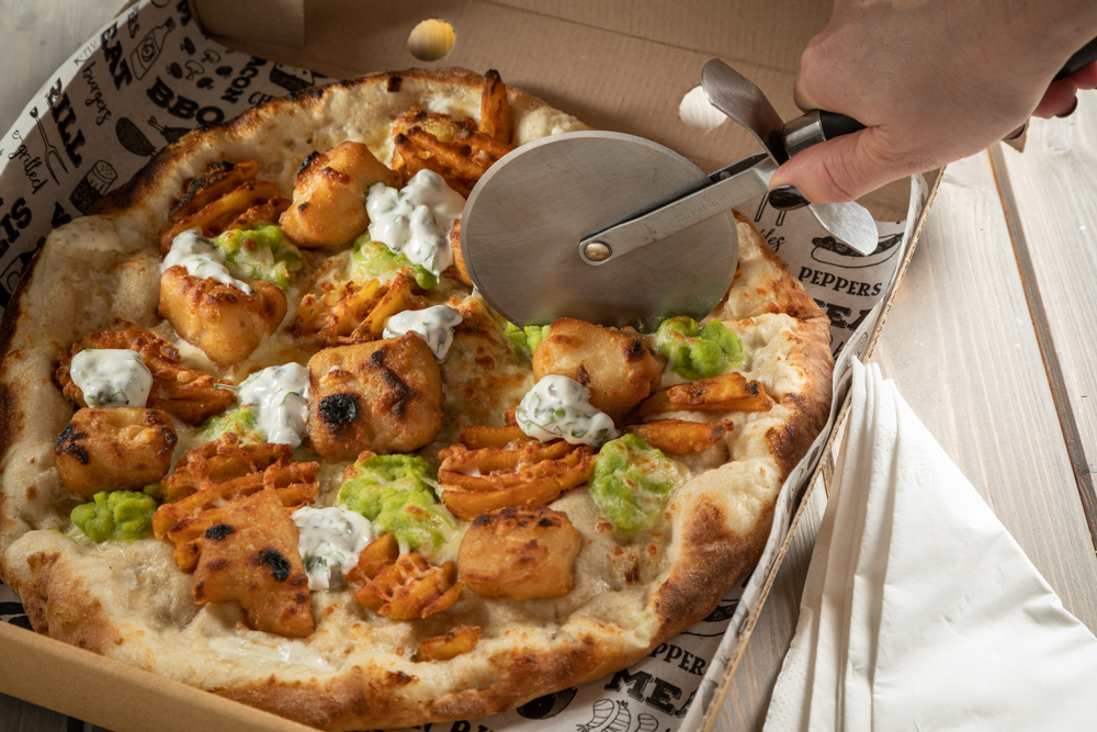 Our Menu crispy fish pizza